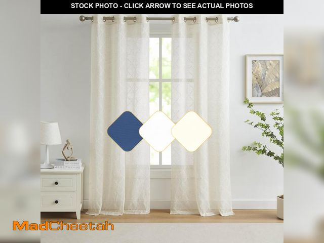Lot 74-12306744 - Fragrantex Linen Semi Sheer Curtains for Living Room, 95 inches Long Linen Textured Sheer Window Pan...