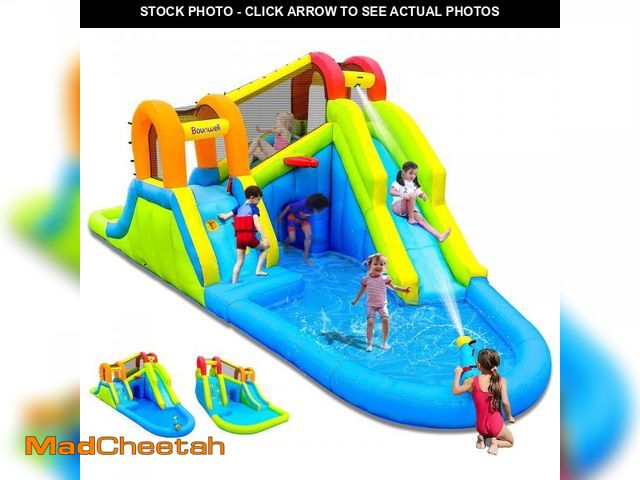 Lot 74-12109329 - Bounwell Inflatable Water Slide with Air Blower, Water Park for Kids Backyard, Blow Up Water Slide w...