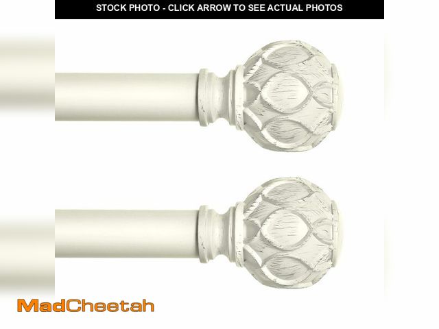 Lot 74-14272949 - TANGWIN White Farmhouse Curtain Rods for Windows:Heavy Duty Adjustable Curtain Rod for Bedroom Livin...