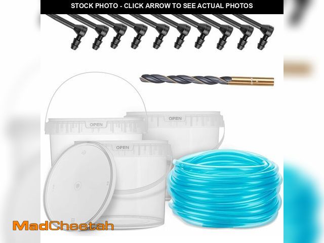 Lot 74-13927284 - Maple Syrup Tapping Kit Starter Set with 5 Clear Buckets, 32ft Tubing, Taps &amp; Drill Bit - Easy D...