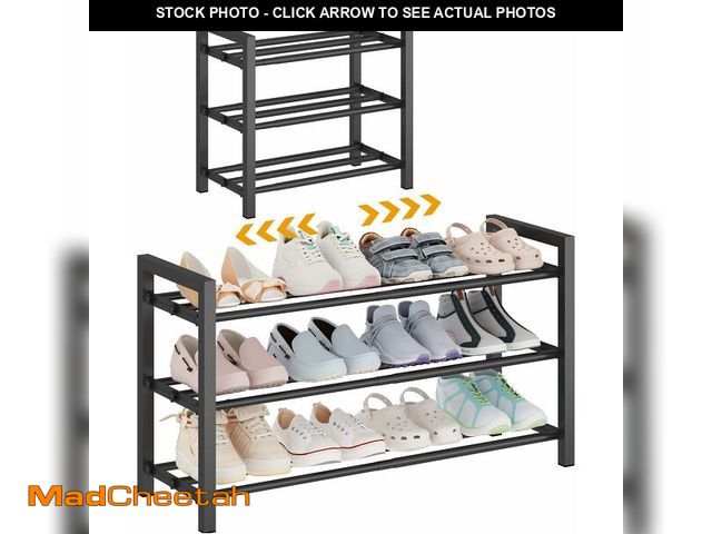 Lot 74-14422444 - 3-Tier Expandable Metal Shoe Rack for Closet &amp; Entryway, Shoe Organizer - UNUSED