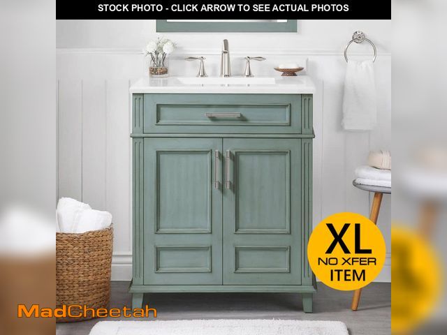Lot 74-14355435 - Home Decorators Collection Highgate 30 in. Single Sink Freestanding Sea Foam Green Bath Vanity with ...