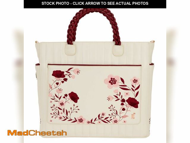 Lot 74-13790574 - Loungefly Cream &amp; Red Floral Tote Bag - UNUSED