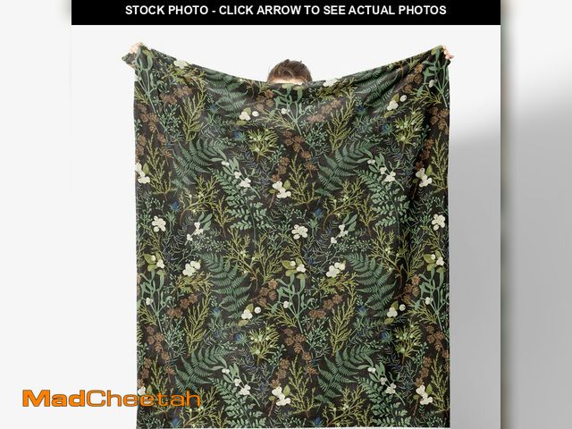 Lot 74-12604385 - Kemingni Plant Blanket, Dark Green Botanical Wildflower Plant Fern Leaves Decorative Throw Blanket f...