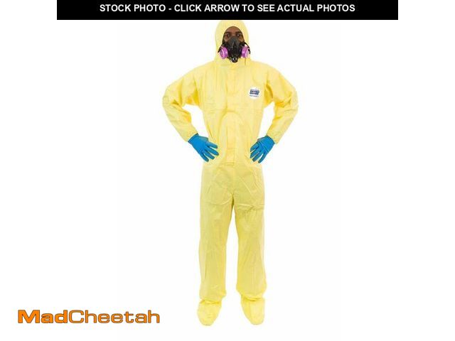 Lot 74-14080002 - CHEMSPLASH 1 Chemical Splash Protection Suit (Yellow) for Hazmat, Paint (Case of 12) (M, Attached Ho...