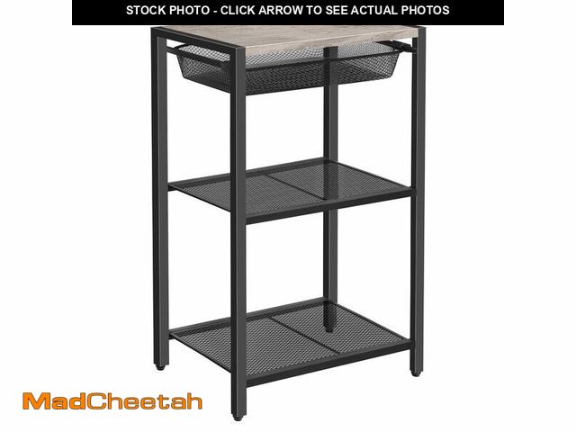 Lot 74-12454593 - HOOBRO 28.7 Inch Tall Side Table, 3-Tier Industrial Telephone End Table with Adjustable Metal Mesh B...