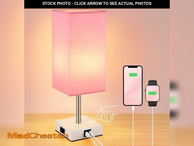 Lot 74-13550344 - Woderdeng Touch Control Bedside Lamp - 3-Way Dimmable Table Lamps with USB C+A Port and Outlet, Nigh...