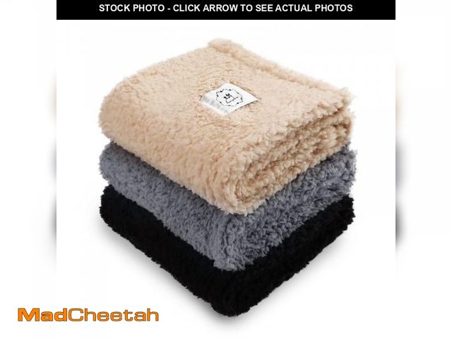 Lot 74-11544997 - 1 Pack 3 Calming Blankets Fluffy Premium Fleece Pet Blanket Soft Sherpa Throw for Dog Puppy Cat Beig...