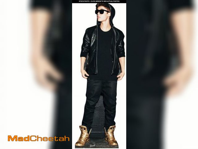 Lot 74-12481505 - Star Cutouts Justin Bieber Gold Shoes Cardboard Cutout Life Size Standup - UNUSED