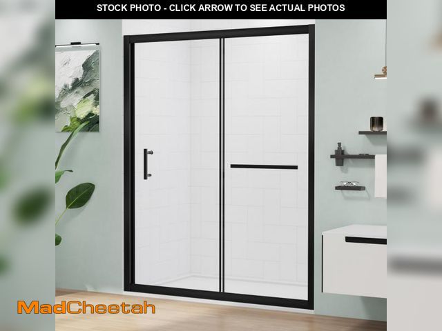 Lot 74-12199179 - MORDEER 60" W x 75" H Semi-Frameless Sliding Shower Door, Shower Sliding Glass Door with 1/4"(6mm) S...