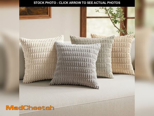 Lot 74-13627822 - MIULEE Pack of 4 Neutral Corduroy Decorative Throw Pillow Covers 16x16 Inch for Sofa Living Room Cou...