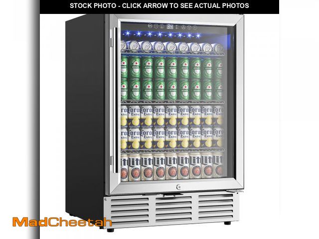 Lot 74-12483999 - EUHOMY 24 Inch Beverage Refrigerator, 180 Can Built-in Beverage Cooler, Under Counter Beer Fridge wi...