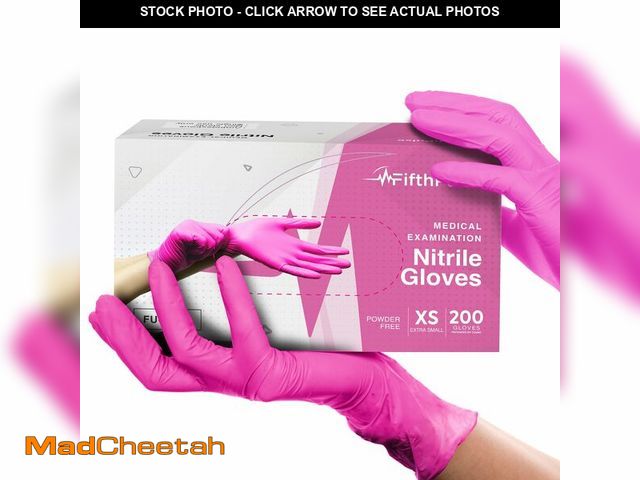 Lot 74-12712075 - Fuchsia Hot Pink Nitrile Disposable Gloves - 200 Count - 3 Mil Nitrile Gloves Small - Powder and Lat...