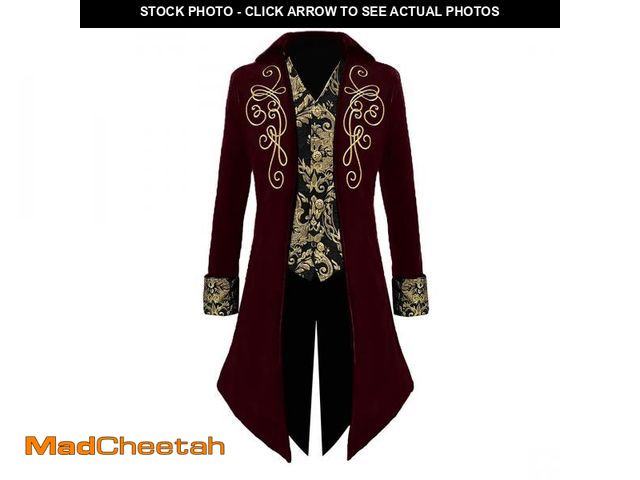 Lot 74-11547756 - Cacycasa Mens Medieval Victorian Jacket Steampunk Tailcoat Masquerade Costumes (Red, X-Large) - USED