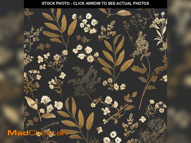 Lot 74-13545031 - Laatse Vintage Wallpaper Peel and Stick Black Floral Wallpaper 17.5'' x 393'' Gold Leaf Contact Pape...