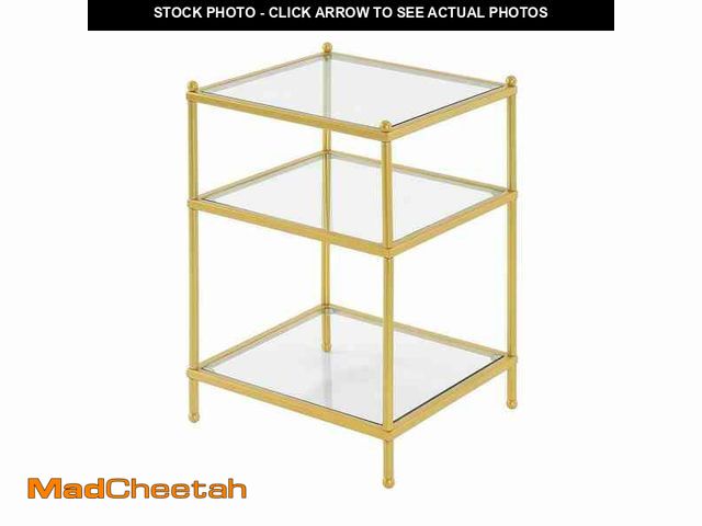 Lot 74-14082765 - Convenience Concepts Royal  24.50 in. Clear Glass &amp; Gold End Table - UNUSED