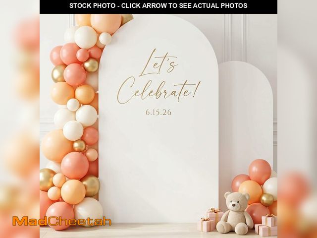 Lot 74-14059960 - GRENTY Metal Arch Backdrop Stand and Cover Set 7.2FT/6FT, Wedding Arch Frame with Spiral Rotating Jo...