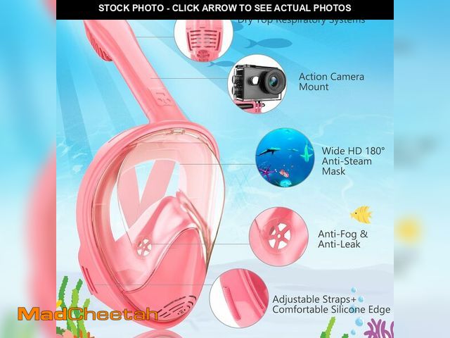 Lot 74-14210386 - Kids Snorkel Mask Full Face, Snorkeling Gear for Kids with Camera Mount, 180 Degree Panoramic View S...