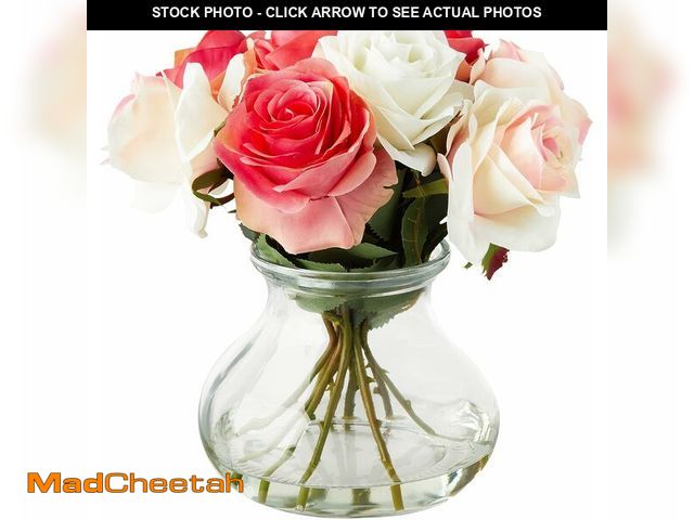 Lot 74-14067481 - Nearly Natural Rose Arrangement with Vase - UNUSED