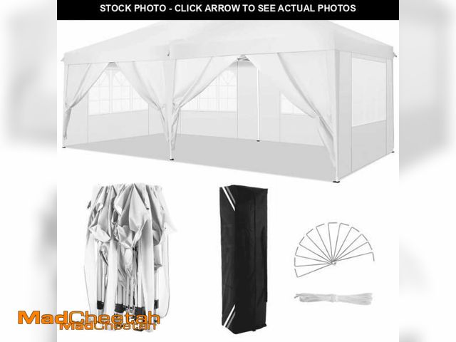 Lot 74-11959111 - COBIZI 10x20 Pop up Canopy Party Tent Outdoor Event Protable Instant Shelter Canopy Gazebo with 6 Re...