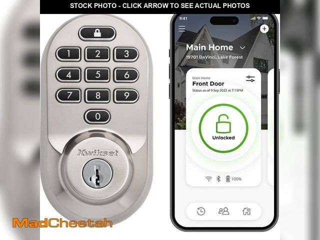 Lot 74-14468117 - Kwikset HALO Satin Nickel Keypad WiFi Electronic Single-Cylinder Smart Lock Deadbolt featuring Smart...