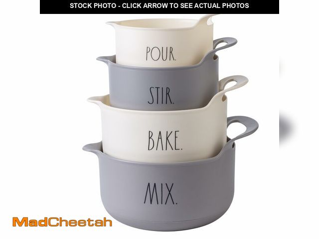Lot 74-12716386 - Rae Dunn Non-Slip Mixing Bowls - 4 Piece Nesting Plastic Mixing Bowl Set with Pour Spouts and Handle...