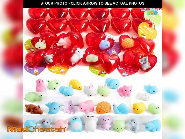 Lot 74-13544596 - JOYIN 28 PCS ValentineÃ¢â¬â¢s Day Mochi Squishy Toys Filled Hearts and Gift Cards for Kids Valenti...