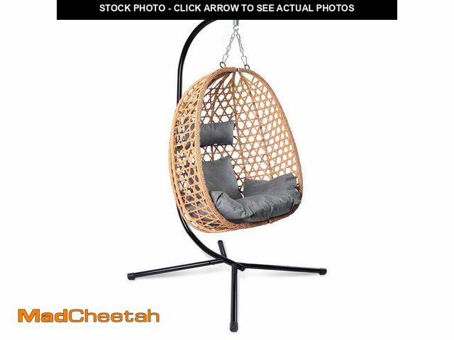 Lot 74-12802441 - Egg Chair with Stand, Patio Wicker Bifanuo Hanging Chair, Hammock Swing Chair, 350LBS Capacity for B...