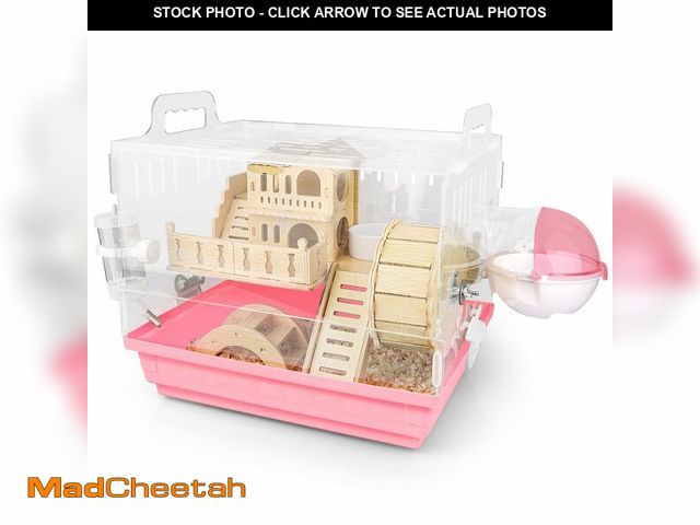Lot 74-13713718 - Cycodo 8 in 1 Acrylic Hamster Cage,2-Tier Dwarf Hamster Cage with Wooden Wheel &amp; Hideout,Small H...