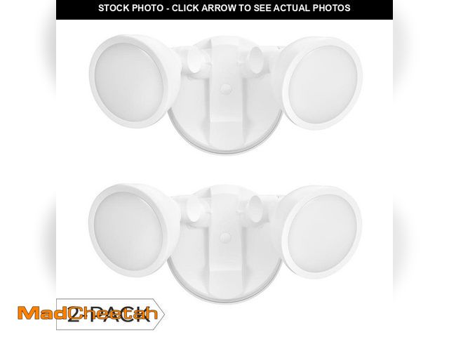 Lot 74-12767619 - Globe Electric 100-Watt Equivalent 1200-Lumen Outdoor Exterior White Switch Activated 2-Head Integra...