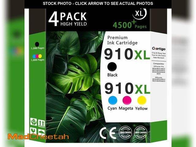 Lot 74-14056259 - 910XL High Yield Ink Cartridges Combo Pack (Black/Cyan/Magenta/Yellow 4-Pack) Compatible for HP 910X...