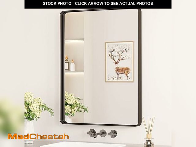Lot 74-13836008 - Keonjinn Black Bathroom Mirror for Over Sink, 24 x 32 Inch Matte Black Vanity Mirror, Rounded Corner...