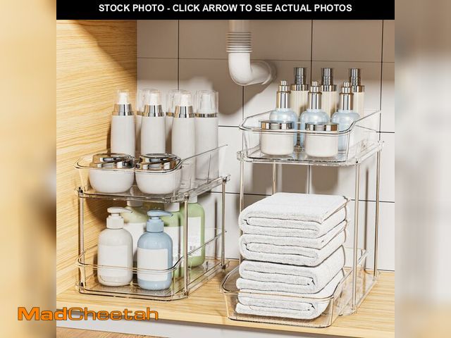 Lot 74-14207840 - Delamu 2-Tier Under Sink Organizers and Storage, Multi-Purpose Stackable Bathroom Cabinet organizers...