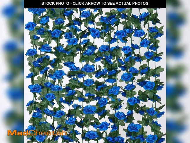 Lot 74-14269042 - KHOYIME 9 Pack 72 FT Artificial Flower Garland, Fake Blue Roses Vines Silk Flowers Faux Plastic Outd...