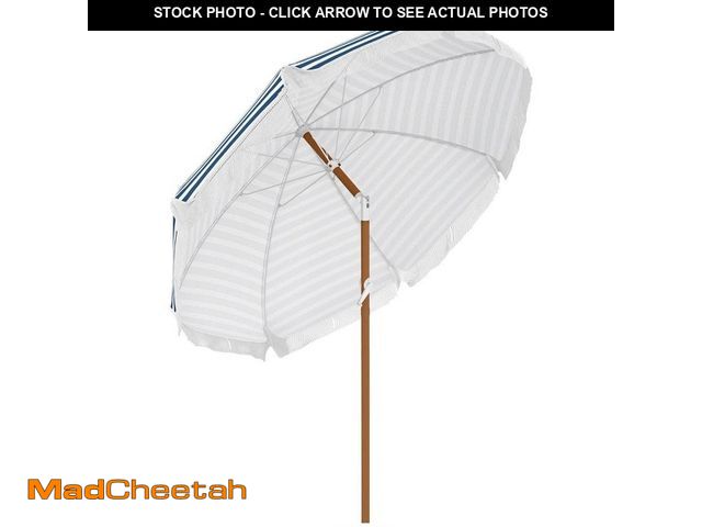 Lot 74-14254600 - Outsunny 7.5 ft. Outdoor Steel Pole Cantilever Patio Umbrella with Tilt, Vent, Blue Strip Canopy - U...