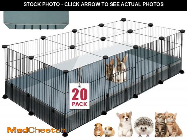 Lot 74-12302321 - 20 Panels Small Animal Playpen, Pet Playpen with Waterproof Mat, C&amp;C Cage for Guinea Pigs, Rabbi...