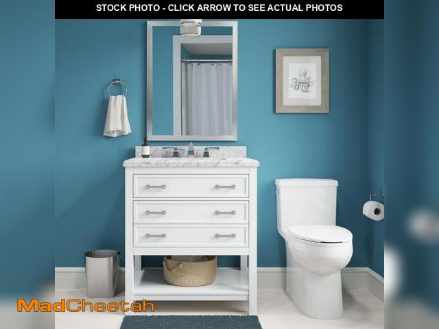 Lot 74-12413225 - Home Decorators Collection Everett 31 in. Single Sink White Bath Vanity with White Carrara Marble To...