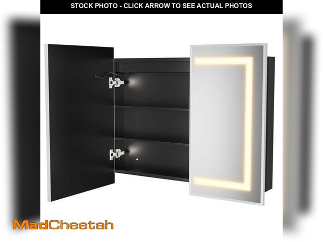 Lot 74-14313434 - HOMEIBRO 36 in. x 30 in. Silver Bathroom Medicine Cabinett with Mirror, Recessed or Surface Lighted ...