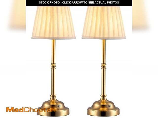 Lot 74-12308687 - KDG Cordless LED Table Lamp Set of 2, Portables Fabric Shade Desk Lamps, 4000mAh Rechargeable Batter...