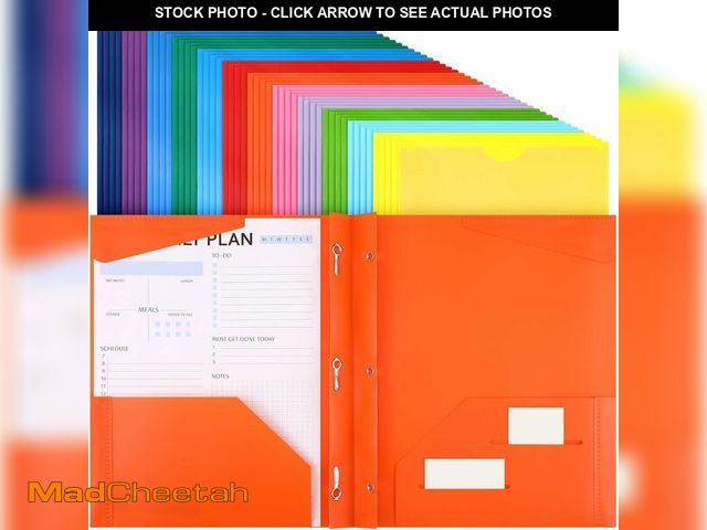 Lot 74-12678502 - Tenceur 48 Pack Heavy Duty Plastic Folders with Clear Front Pockets and Card Slots, Fasteners for Le...