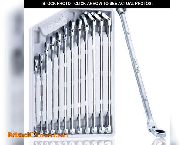 Lot 74-12314209 - toolant Extra Long Ratcheting Wrench Set, Flex Head &amp; Fixed Offset Head Double Box End Combinati...