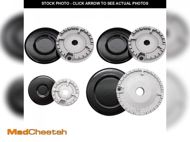 Lot 74-12304577 - CADUFUELLY 8 PCS Cooker Hat Set Stove Lid Upgraded Oven Gas Hob Burner Crown Flame Cap Gas Burner Fl...