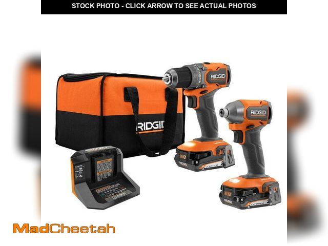 Lot 74-12534428 - RIDGID 18V SubCompact Brushless 2-Tool Combo Kit with Drill/Driver, Impact Driver, (2) 2.0 Ah Batter...