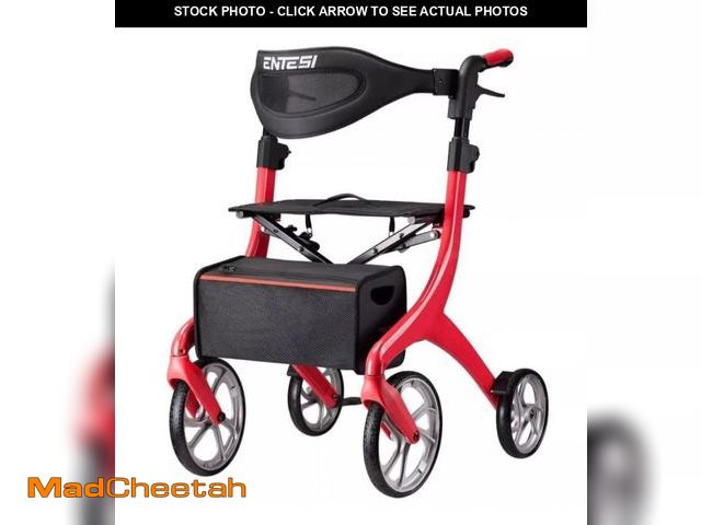 Lot 74-12522401 - Walker With Brakes,Entering All Terrain Rollator Folding Adjustable Height (black) - UNUSED