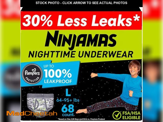 Lot 74-13710239 - Ninjamas Boys Bedwetting Nighttime Underwear, Size L Pull Ups for Boys (64-95+ lbs), 68 Count, Train...
