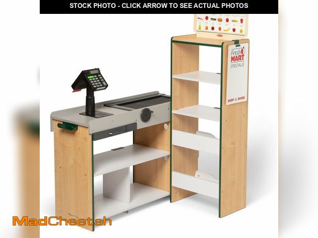 Lot 74-13419610 - Melissa &amp; Doug, Fresh Mart Pretend Grocery Store, Kids Cash Register with Scanner, Shelves, &amp...