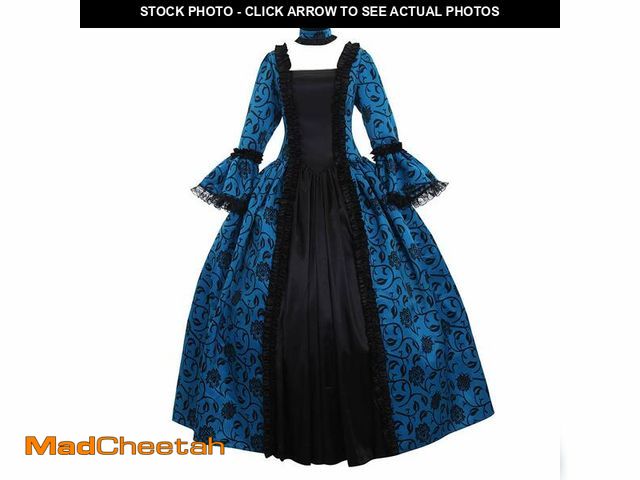 Lot 74-12697132 - 1791's lady Women's Victorian Rococo Dress Inspration Maiden Costume (blue, L) - USED