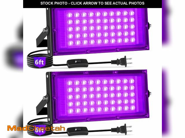 Lot 74-13956223 - YAYIT 50W Black Lights with Switch+Plug, IP66 Waterproof, LED Blacklight Flood Light for Glow Party,...