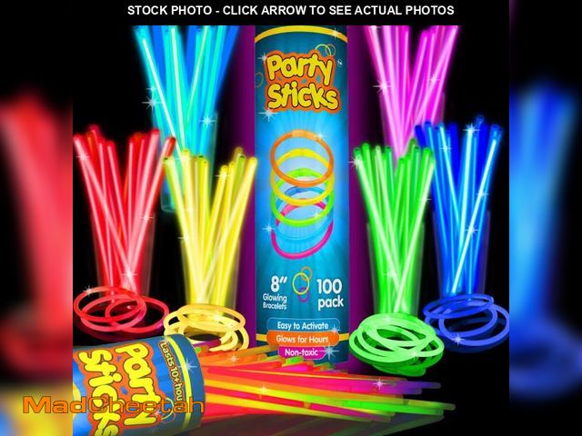 Lot 74-12440700 - PartySticks Glow Sticks Party Supplies 100pk - 8 Inch Glow in the Dark Light Up Sticks Party Favors,...