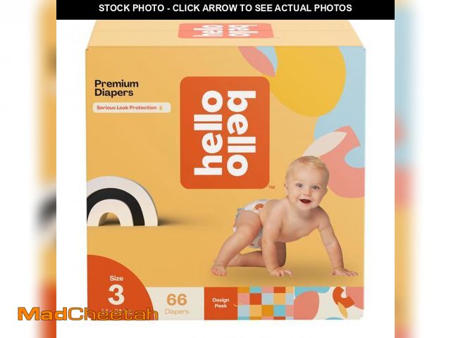 Lot 74-12307655 - Hello Bello Premium Diapers Size 3, Honeysuckle Designs, 66ct Club Box, Hypoallergenic and Extra Abs...